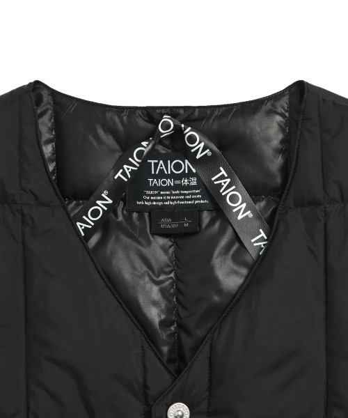 TAION(タイオン)の「TAION/タイオン/V NECK BUTTON DOWN VESTWORK V NECK BUTTON DOWN VEST(ダウンベスト・メンズ・ダークオリーブ/ブラック・M/L/XL)」の5枚目の写真