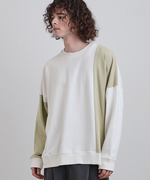 tk.TAKEO KIKUCHI(ティーケータケオキクチ)の「切り替えスウェット(Tシャツ/カットソー・メンズ・ブラック系4/ホワイト系7/ベージュ系その他7・02/03/04)」の2枚目の写真