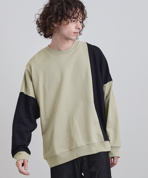 tk.TAKEO KIKUCHI(ティーケータケオキクチ)の「切り替えスウェット(Tシャツ/カットソー・メンズ・ブラック系4/ホワイト系7/ベージュ系その他7・02/03/04)」の1枚目の写真