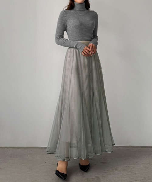 Louere(ルエレ)の「チュールプリーツマーメイドスカート(スカート・レディース・ライトグレー/ブラック/アイボリー・SMALL/MEDIUM/LARGE/X-LARGE)」の15枚目の写真