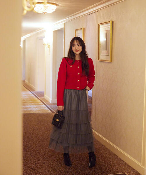 PROPORTION BODY DRESSING(プロポーションボディドレッシング)の「部分プリーツティアードスカート / 1215220110(スカート・レディース・オフホワイト/ダークグレー・MEDIUM/P/S)」の2枚目の写真