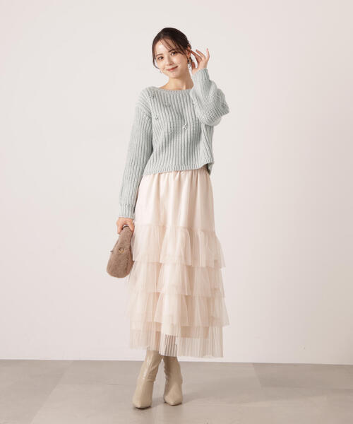 PROPORTION BODY DRESSING(プロポーションボディドレッシング)の「部分プリーツティアードスカート / 1215220110(スカート・レディース・オフホワイト/ダークグレー・MEDIUM/P/S)」の10枚目の写真