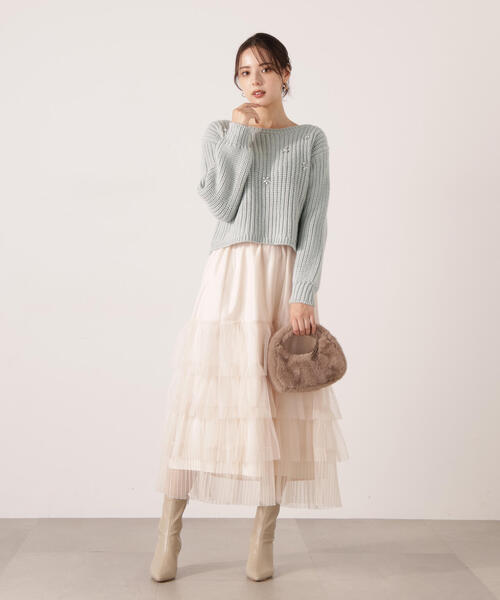 PROPORTION BODY DRESSING(プロポーションボディドレッシング)の「部分プリーツティアードスカート / 1215220110(スカート・レディース・オフホワイト/ダークグレー・MEDIUM/P/S)」の12枚目の写真