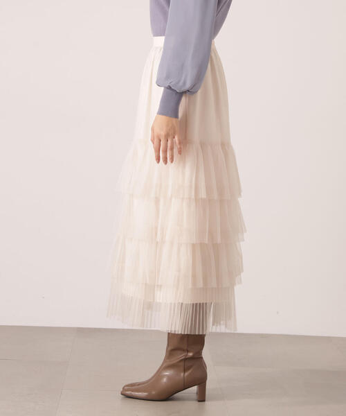 PROPORTION BODY DRESSING(プロポーションボディドレッシング)の「部分プリーツティアードスカート / 1215220110(スカート・レディース・オフホワイト/ダークグレー・MEDIUM/P/S)」の16枚目の写真