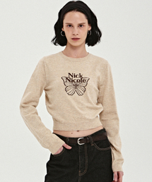 MINI BUTTERFLY SIGNATURE SLEEVE KNIT_BEIGE BROWN