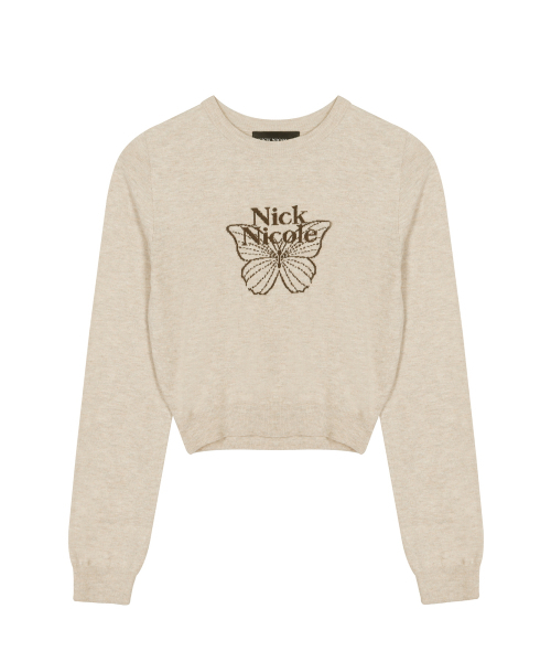 NICK&NICOLE(ニックアンドニコール)の「MINI BUTTERFLY SIGNATURE SLEEVE KNIT_BEIGE BROWN(ニット/セーター・レディース・その他・FREE)」の4枚目の写真