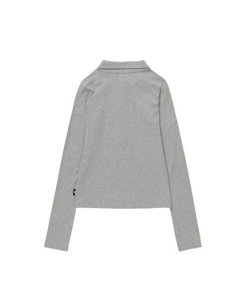 GILAARCHIVE(ギラアーカイブ)の「CROSS BUTTON COLLAR LONG SLEEVE_GREY(ポロシャツ・レディース・グレー・FREE)」の3枚目の写真