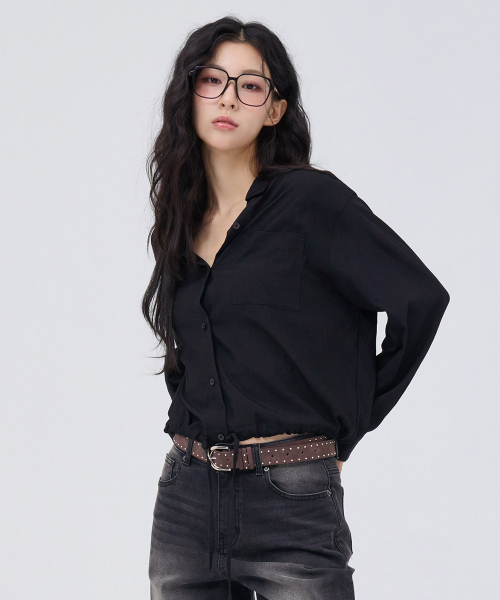 CHASECULT（チェイスカルト）の「レディースクリースシャツ-ブラック（シャツ/ブラウス・レディース・ブラック・FRE）」の2枚目の写真