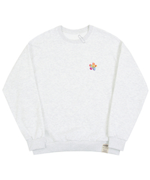 [UNISEX]タイダイフラワードットスマイルマンツーマン_メランジホワイト