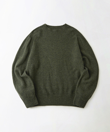 PURE WOOL WHOLEGARMENT KNIT_MELANGE OLIVE