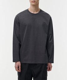 シルケットリラックスクルーネック長袖Tシャツ[ダークグレー]