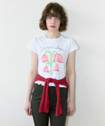 SINOON（シヌーン）の「Red Bell Flower Puff T-Shirt (White)（Tシャツ/カットソー）」