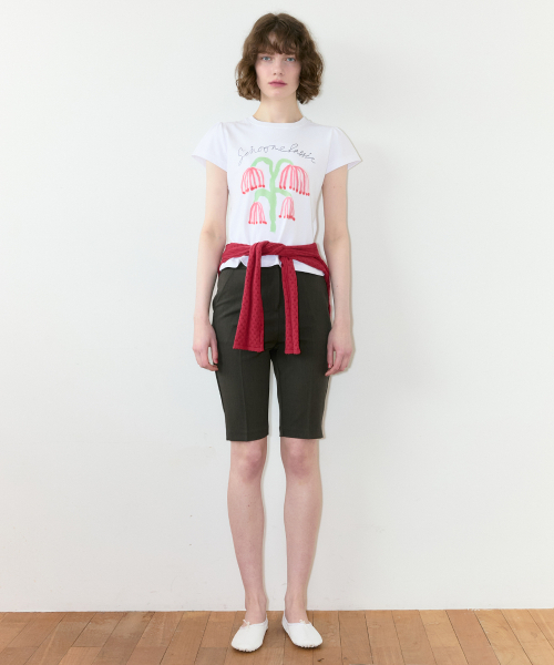 SINOON（シヌーン）の「Red Bell Flower Puff T-Shirt (White)（Tシャツ/カットソー・レディース・ホワイト・MEDIUM/SMALL）」の2枚目の写真