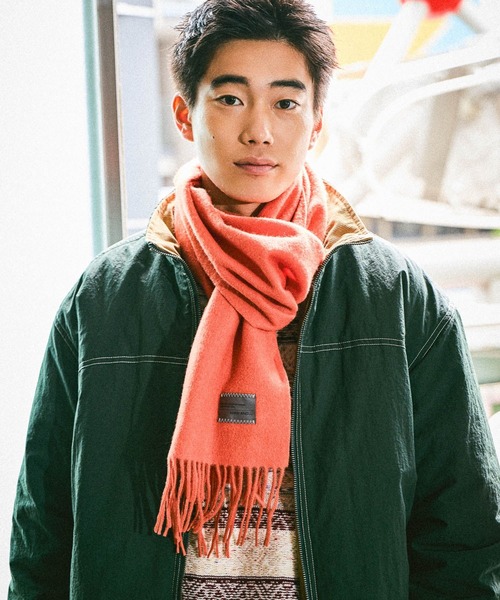 niko and...（ニコアンド）の「スタンダードウールマフラー（マフラー・メンズ・アイボリー/ブラック/オレンジ・FREE）」の3枚目の写真