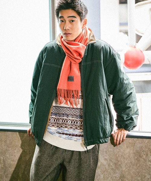 niko and...（ニコアンド）の「スタンダードウールマフラー（マフラー・メンズ・アイボリー/ブラック/オレンジ・FREE）」の9枚目の写真