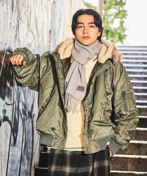 niko and...（ニコアンド）の「スタンダードウールマフラー（マフラー・メンズ・アイボリー/ブラック/オレンジ・FREE）」の10枚目の写真