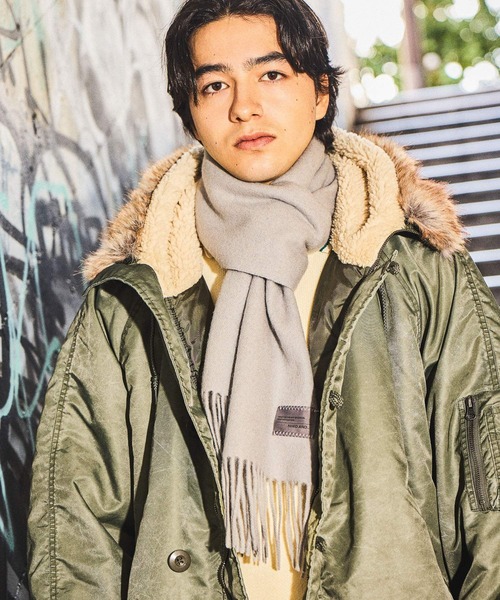 niko and...（ニコアンド）の「スタンダードウールマフラー（マフラー・メンズ・アイボリー/ブラック/オレンジ・FREE）」の11枚目の写真