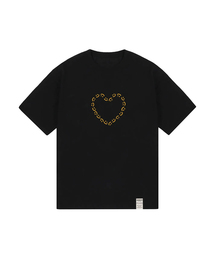 [ユニセックス]ハートドローイングスマイル半袖Tシャツ_ブラック