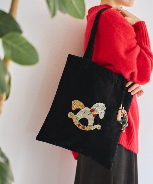 BEARDSLEY（ビアズリー）の「《CITRUS》木馬刺繍トートバッグ（トートバッグ・レディース・ブラック系その他3・FREE）」の2枚目の写真