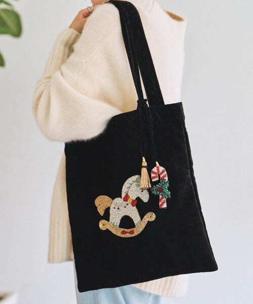 BEARDSLEY（ビアズリー）の「《CITRUS》木馬刺繍トートバッグ（トートバッグ・レディース・ブラック系その他3・FREE）」の6枚目の写真