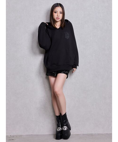 GYDA(ジェイダ)の「GD bijou 2WAYチャンキーショートブーツ(ブーツ・レディース・ブラック/オフホワイト・SMALL/MEDIUM/LARGE)」の16枚目の写真