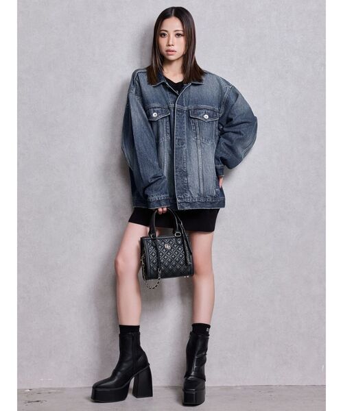 GYDA(ジェイダ)の「GD bijou 2WAYチャンキーショートブーツ(ブーツ・レディース・ブラック/オフホワイト・SMALL/MEDIUM/LARGE)」の20枚目の写真