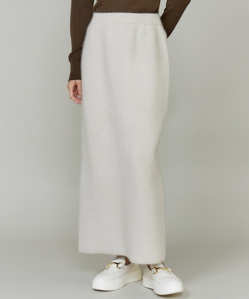 INED（イネド）の「フォックスブレンドタイトスカート《YVON》【セットアップ対応】（スカート・レディース・アイボリー/ブラウン・9号）」の5枚目の写真