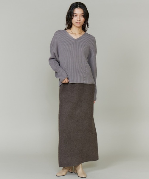 INED（イネド）の「フォックスブレンドタイトスカート《YVON》【セットアップ対応】（スカート・レディース・アイボリー/ブラウン・9号）」の7枚目の写真