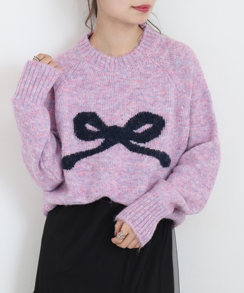 A.N.L(エーエヌエル レーベル)の「A.N.L リボンモチーフニット(ニット/セーター・レディース・チャコールグレー/アイボリー/シルバーグレー/パープル系・38)」の17枚目の写真