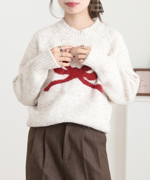 A.N.L(エーエヌエル レーベル)の「A.N.L リボンモチーフニット(ニット/セーター・レディース・チャコールグレー/アイボリー/シルバーグレー/パープル系・38)」の21枚目の写真
