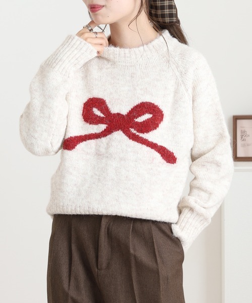 A.N.L(エーエヌエル レーベル)の「A.N.L リボンモチーフニット(ニット/セーター・レディース・チャコールグレー/アイボリー/シルバーグレー/パープル系・38)」の22枚目の写真