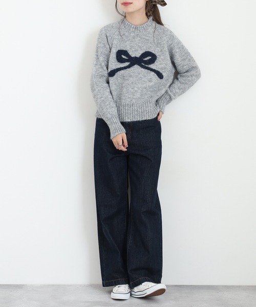 A.N.L(エーエヌエル レーベル)の「A.N.L リボンモチーフニット(ニット/セーター・レディース・チャコールグレー/アイボリー/シルバーグレー/パープル系・38)」の16枚目の写真