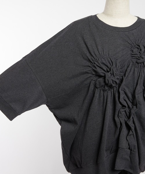 gomme（ゴム）の「シャーリングＴ（Tシャツ/カットソー・レディース・ブラック/ホワイト/ブルー/チャコールグレー・MEDIUM）」の21枚目の写真