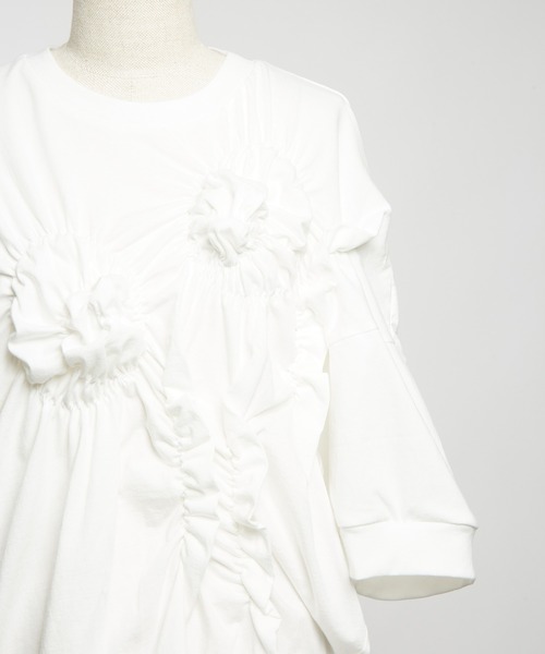 gomme（ゴム）の「シャーリングＴ（Tシャツ/カットソー・レディース・ブラック/ホワイト/ブルー/チャコールグレー・MEDIUM）」の16枚目の写真