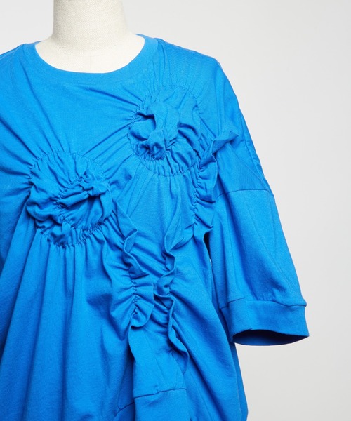 gomme（ゴム）の「シャーリングＴ（Tシャツ/カットソー・レディース・ブラック/ホワイト/ブルー/チャコールグレー・MEDIUM）」の8枚目の写真