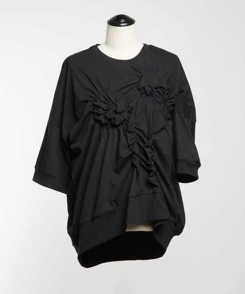 gomme（ゴム）の「シャーリングＴ（Tシャツ/カットソー・レディース・ブラック/ホワイト/ブルー/チャコールグレー・MEDIUM）」の9枚目の写真