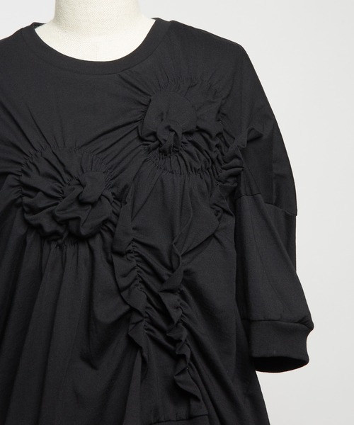 gomme（ゴム）の「シャーリングＴ（Tシャツ/カットソー・レディース・ブラック/ホワイト/ブルー/チャコールグレー・MEDIUM）」の12枚目の写真