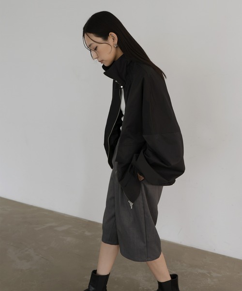 hellam(へラム)の「スタンドカラーツイルブルゾン(Tシャツ/カットソー・レディース・アイボリー/ブラック/ベージュ/ブラウン・FREE)」の16枚目の写真