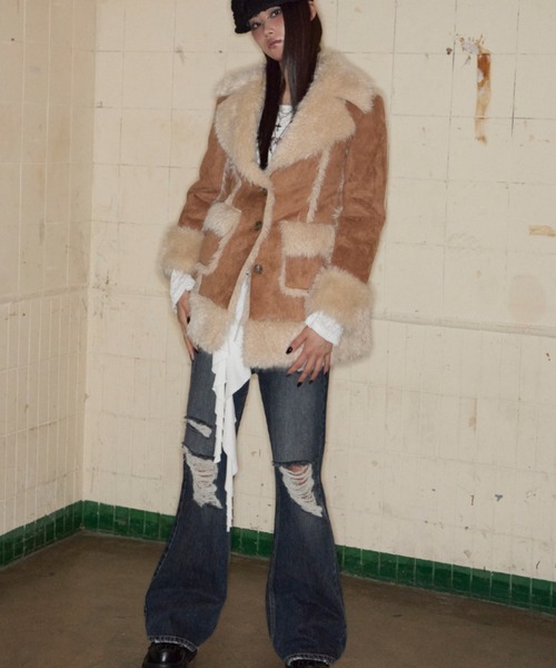NOT KNOWING(ノットノーイング)の「【NOT KNOWING】HOURGLASS MOUTON FUR COAT / 【ノットノーイング】アワーグラスマウンテンファーコート(ムートンコート・レディース・ブラック/ブラウン・ONE SIZE)」の21枚目の写真