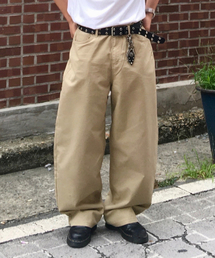 カーブドコットンチノパンツ[ベージュ]