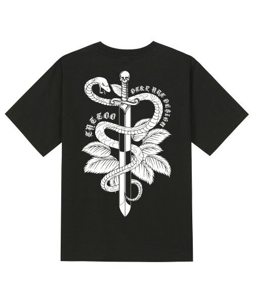 KAN6312(カン6312)の「KTB0007 スネーク半袖Tシャツ - ブラック(Tシャツ/カットソー・メンズ・その他・LARGE/MEDIUM/SMALL/X-LARGE)」の1枚目の写真