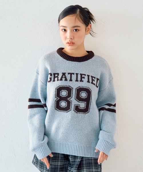 LOVETOXIC(ラブトキシック)の「モヘアタッチジャガードプルオーバー(ニット/セーター・キッズ・アイボリー/サックスブルー/トップグレー/グリーン/ブラック/オフホワイト/エンジ/ネイビー・130cm/S:140cm/L:160cm/M:150cm)」の7枚目の写真