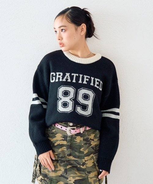 LOVETOXIC(ラブトキシック)の「モヘアタッチジャガードプルオーバー(ニット/セーター・キッズ・アイボリー/サックスブルー/トップグレー/グリーン/ブラック/オフホワイト/エンジ/ネイビー・130cm/S:140cm/L:160cm/M:150cm)」の3枚目の写真