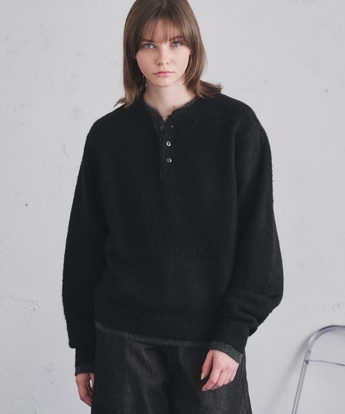 LAST NEST ブラックニット ヘンリーネック LAST LAST NEST ブラックニット ヘンリーネック NEST(ラストネスト