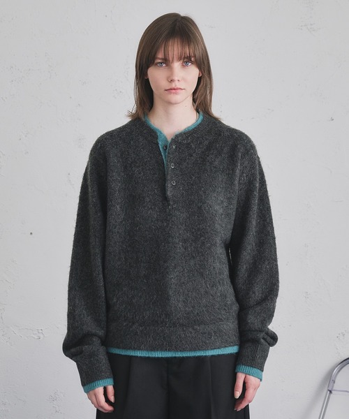 LAYERED STYLE HENRY NECK KNIT/レイヤードスタイルヘンリーネック