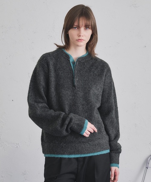selle glant（セレグランテ）の「LAYERED STYLE HENRY NECK KNIT/レイヤードスタイルヘンリーネックニット（ニット/セーター・メンズ・ダークブラウン/ダークグレー/ブラック・SMALL/MEDIUM/LARGE）」の7枚目の写真
