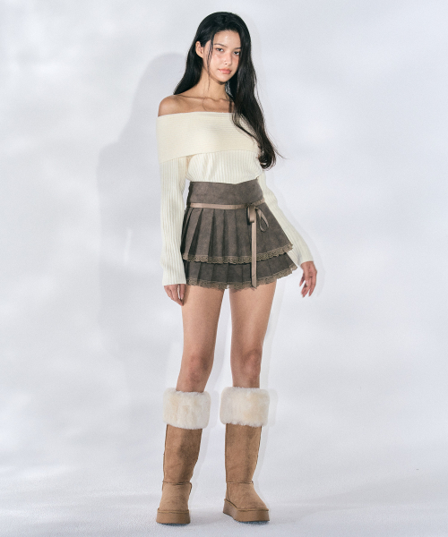 ZEROPLANET（ゼロプラネット）の「クレアビーガンレザープリーツスカート[BROWN]（スカート・レディース・その他・SMALL/MEDIUM）」の4枚目の写真