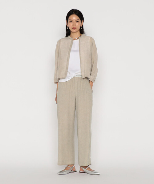 Gabardine K.T（ギャバジンケーティー）の「〔 +サイズ 〕 綿麻からみ 麻メッシュブルゾン（ブルゾン・レディース・グレー/ホワイト/キナリ・15号）」の12枚目の写真