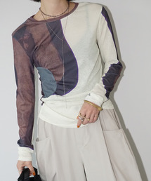 chuclla | シアーパネル ミックスカラー トップス chw26s011(Tシャツ/カットソー)