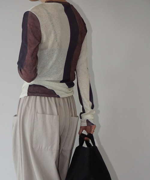 chuclla（チュクラ）の「シアーパネル ミックスカラー トップス chw26s011（Tシャツ/カットソー・レディース・ブラウン系その他・FREE）」の5枚目の写真